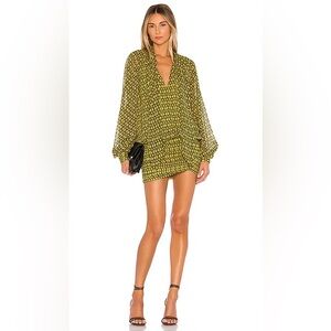 L'ACADEMIE The Maelle Mini Dress Chic Yellow Patterned Size L